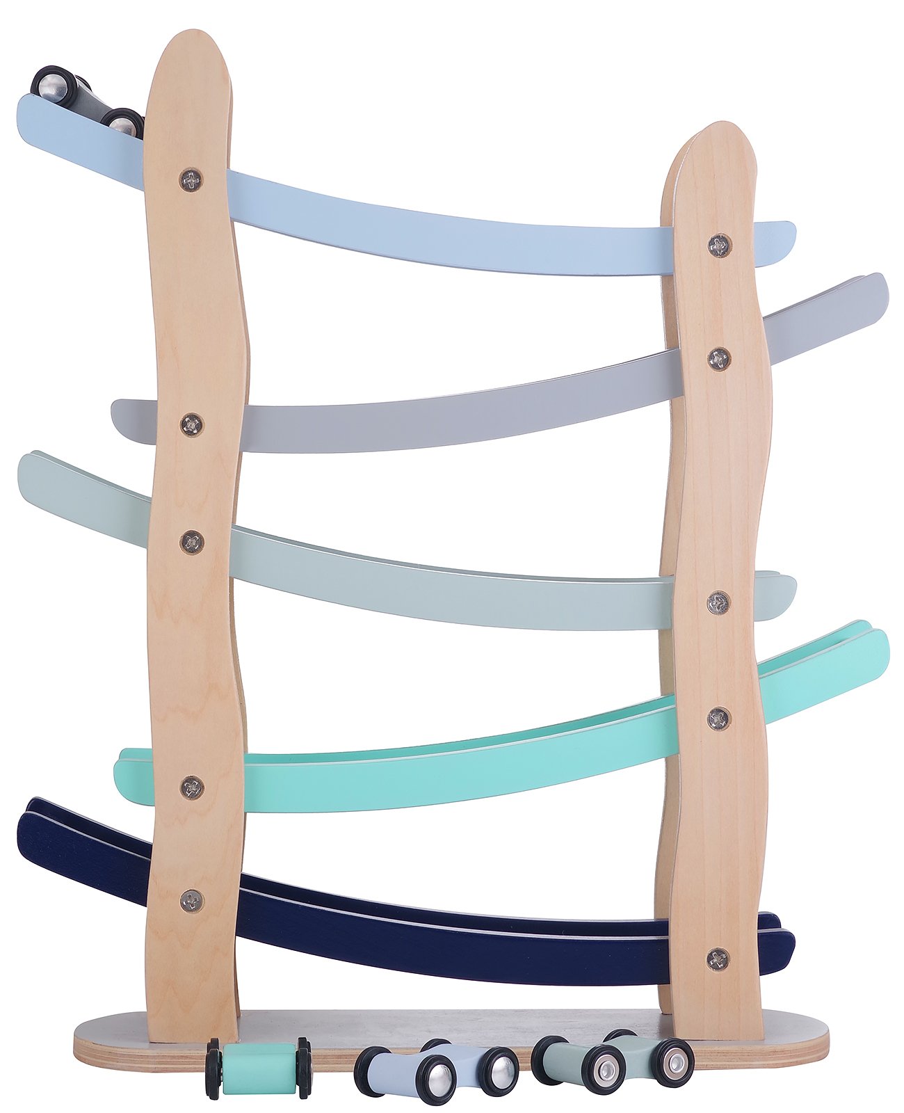 kindsgut-murmelbahn-autorennbahn-holz-emil-23-x-32-x-9-cm-mit-autos-kugeln image 6