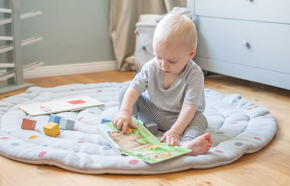 kindsgut-krabbeldecke-baby-rund-120-cm-baumwolle-punkte-grau image 8