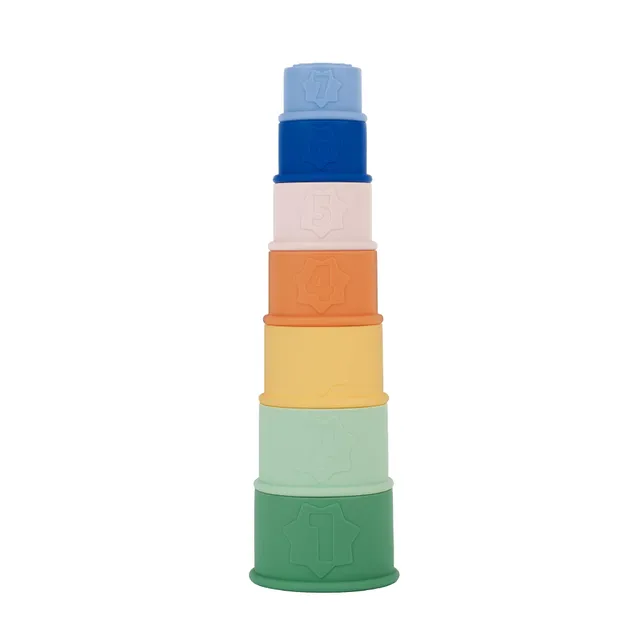 badabulle-7-stapelbecher-silikon-zahlen-1-bis-7-badespielzeug image 1
