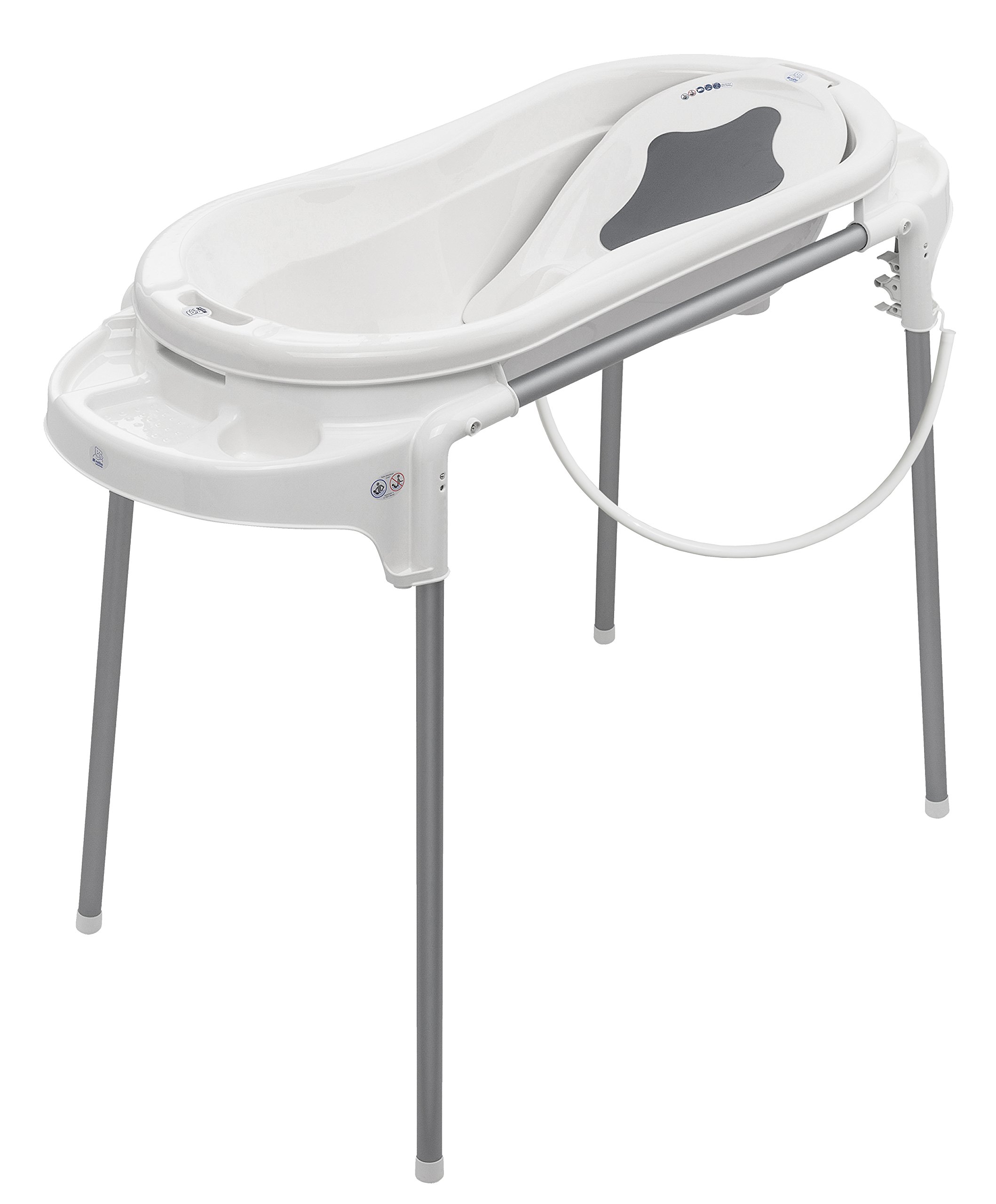 rotho-babydesign-top-xtra-badestation-wei-babybadewanne-mit-gestell-und-wannenei image 1