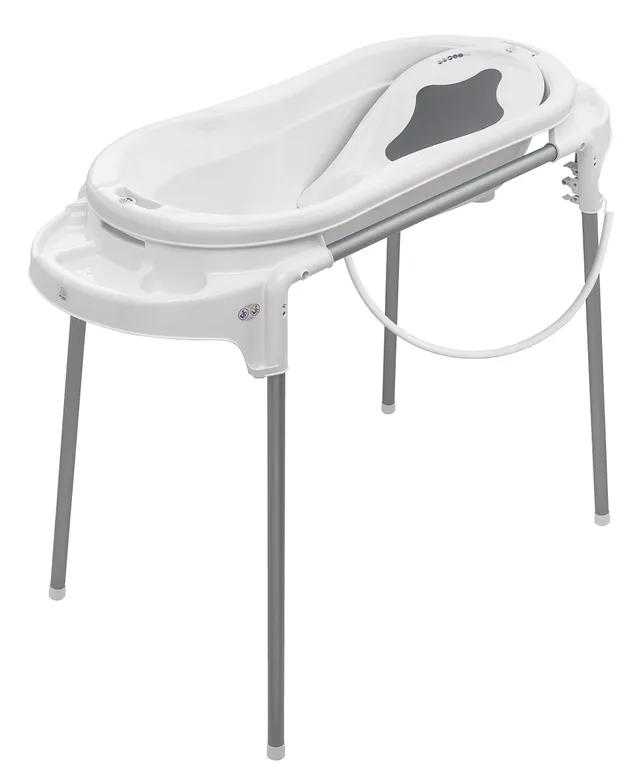 rotho-babydesign-top-xtra-badestation-wei-babybadewanne-mit-gestell-und-wannenei image 1