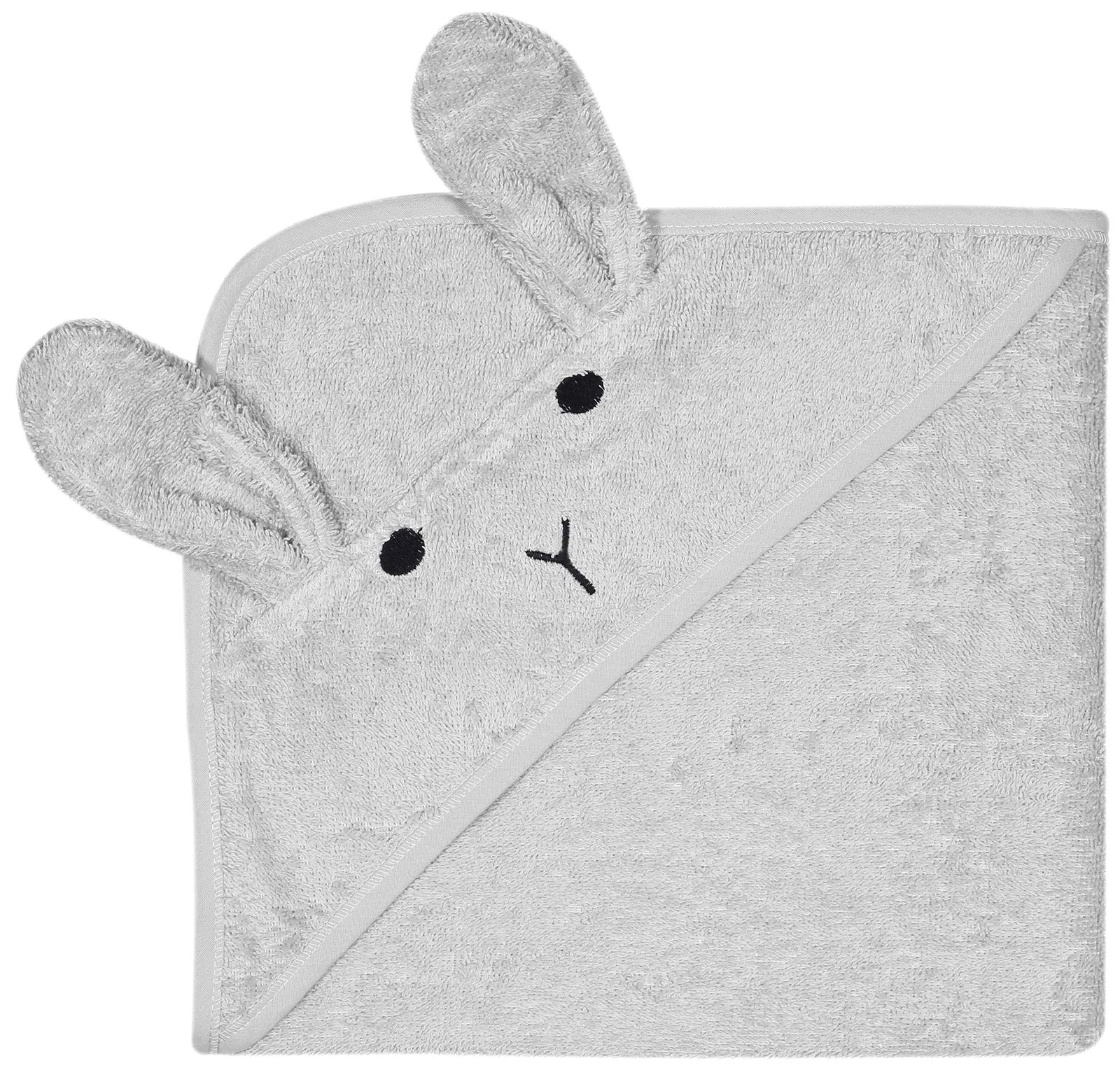 kindsgut-kapuzenhandtuch-hase-grau-baby-kapuzenhandtuch-100-baumwolle image 1