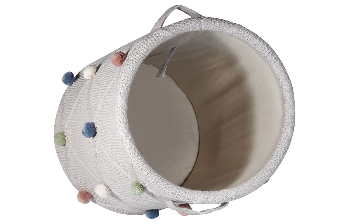 kindsgut-spielkorb-mit-pompons-aus-baumwolle-aufbewahrungskorb-taupe image 6