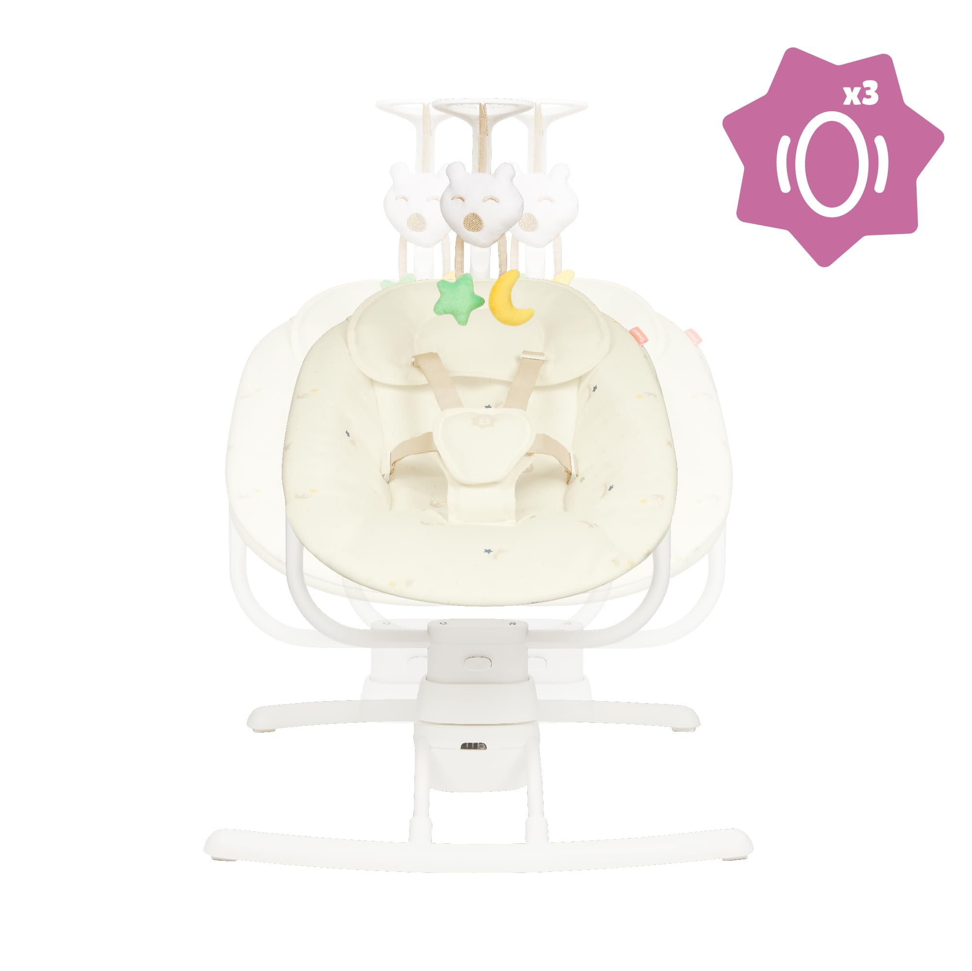badabulle-buddy-creme-elektrische-babyschaukel-mit-fernbedienung-und-spielbogen image 3