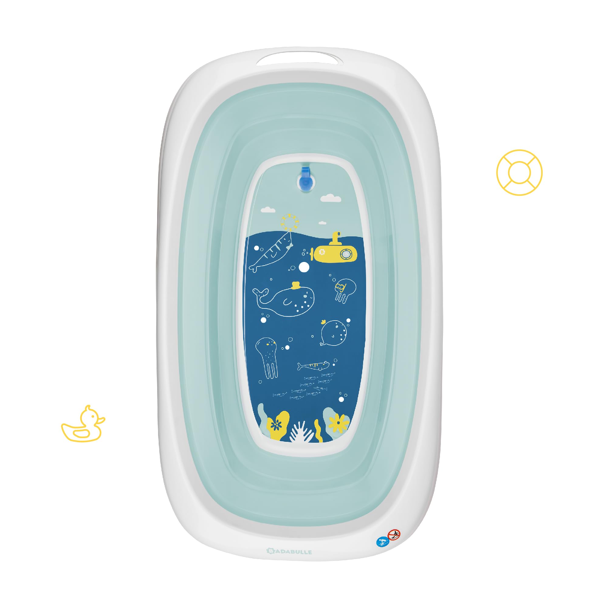 badabulle-faltbare-babybadewanne-35l-ultrakompakt-mit-temperaturanzeige-blau-wei image 6