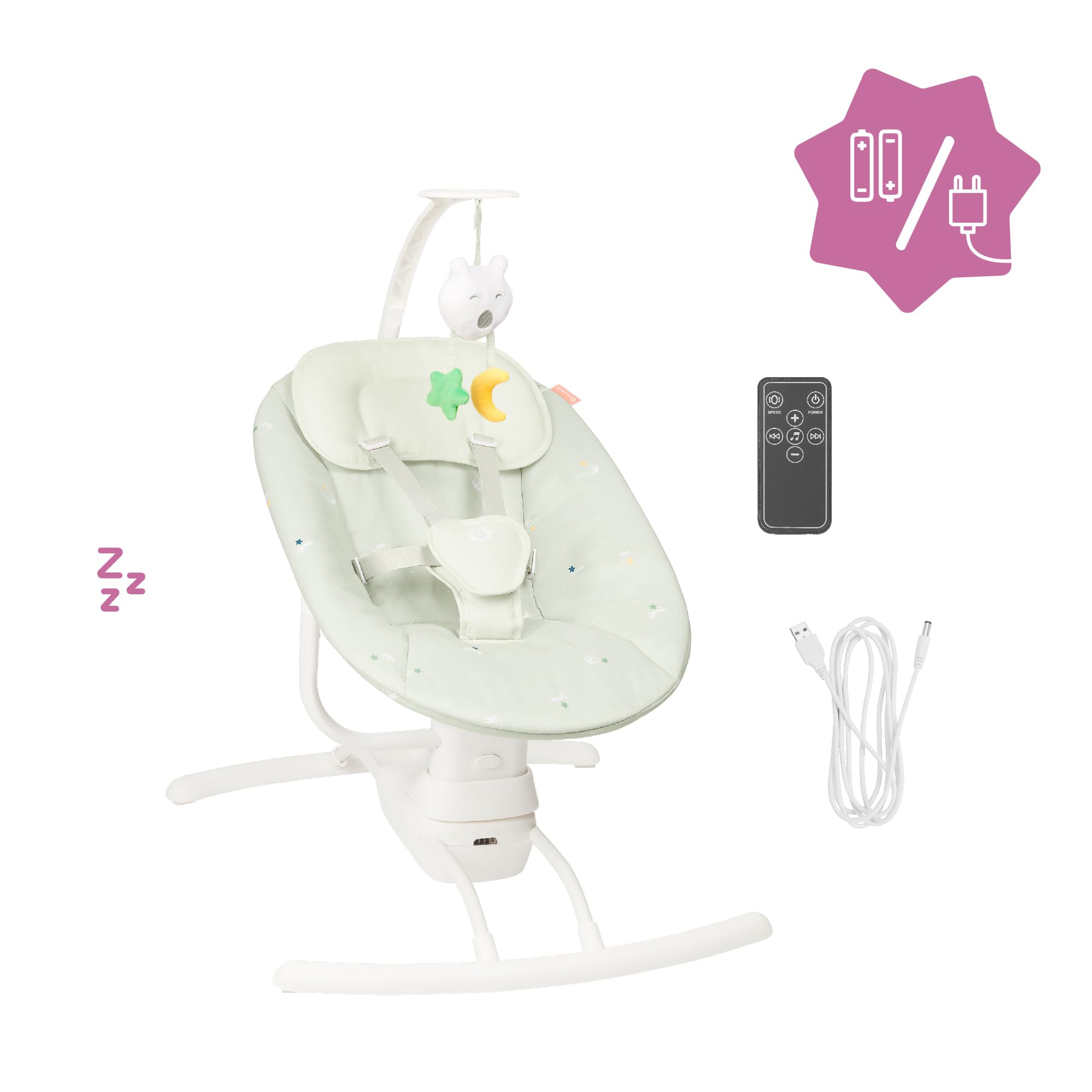 badabulle-buddy-creme-elektrische-babyschaukel-mit-fernbedienung-und-spielbogen image 7