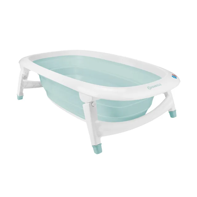 badabulle-faltbare-babybadewanne-35l-ultrakompakt-mit-temperaturanzeige-blau-wei image 1