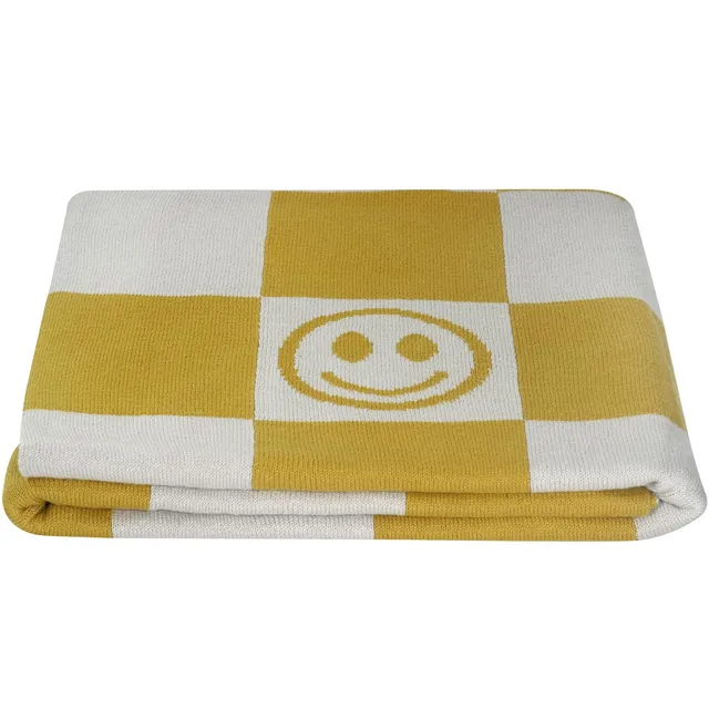 kindsgut-kinderdecke-baby-baumwolle-80x100-cm-smiley-senf image 1
