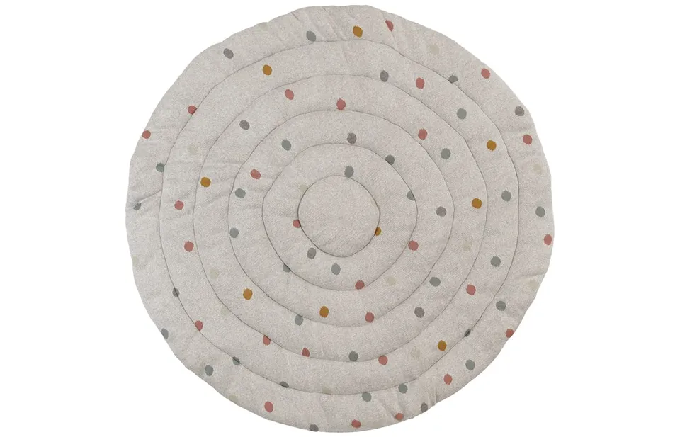 kindsgut-krabbeldecke-baby-rund-120-cm-baumwolle-punkte-grau image 1