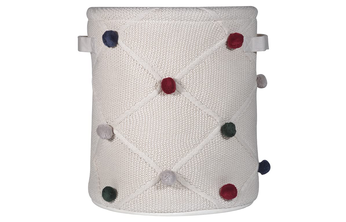 kindsgut-aufbewahrungskorb-kinder-baumwolle-mit-pompons-creme-30-x-30-x-35-cm image 1