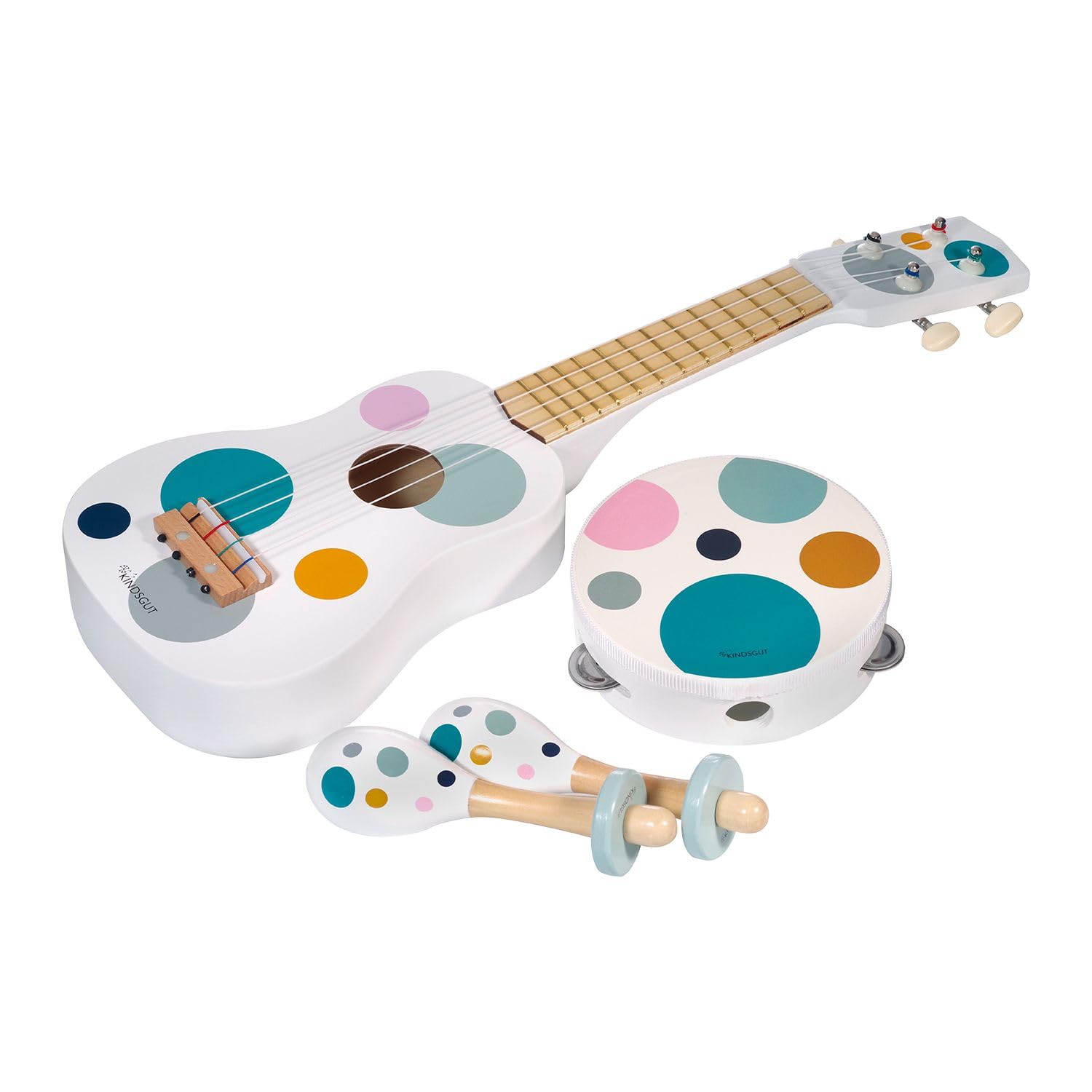 kindsgut-musikinstrumente-kinder-holz-4-teilig-streifen-gitarre-rasseln-tamburin image 7