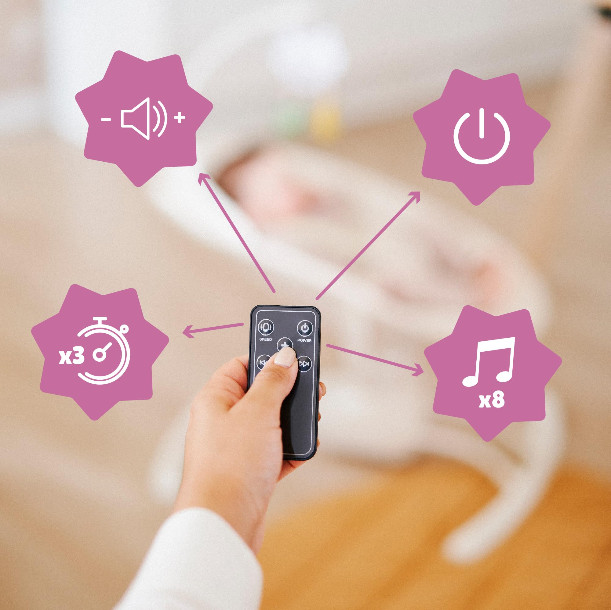 badabulle-buddy-creme-elektrische-babyschaukel-mit-fernbedienung-und-spielbogen image 4