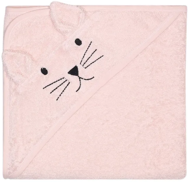 kindsgut-baby-kapuzenhandtuch-katze-rosa-75-x-75-cm-baumwolle image 1
