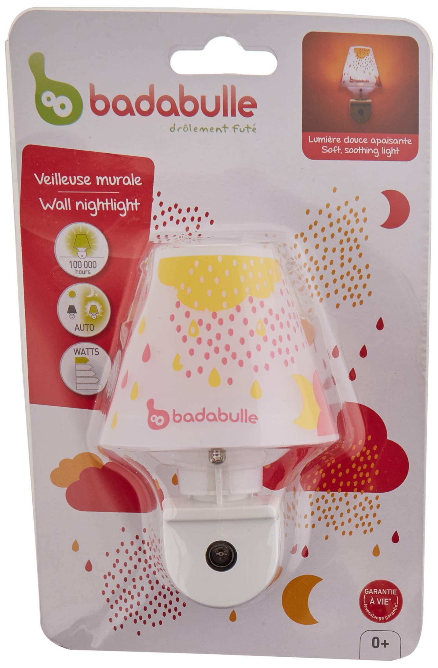 badabulle-led-nachtlicht-baby-f-r-steckdose-rosa-mit-schirm-und-tag-nacht-automa image 3
