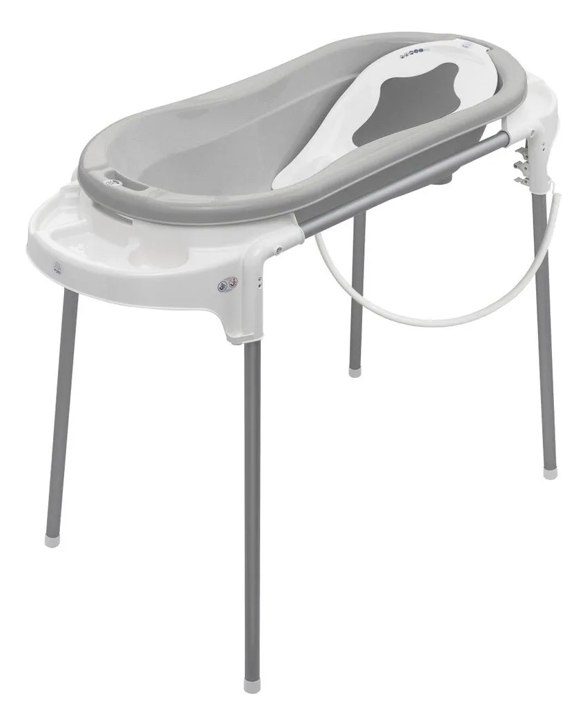 rotho-babydesign-top-xtra-badestation-mit-wanne-und-st-nder-silber-wei image 1