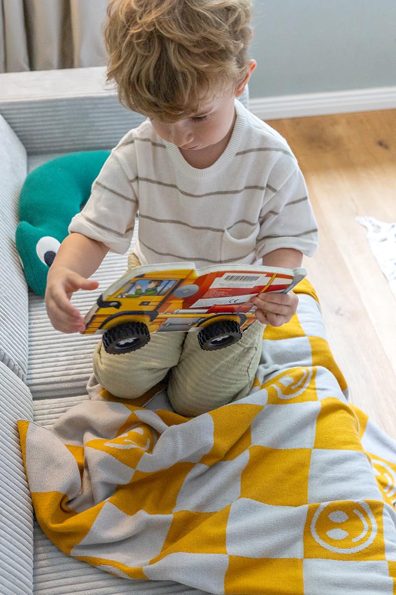 kindsgut-kinderdecke-baby-baumwolle-80x100-cm-smiley-senf image 6