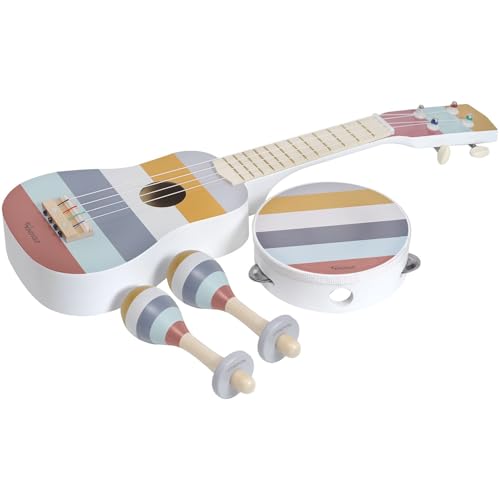 kindsgut-musikinstrumente-kinder-holz-4-teilig-streifen-gitarre-rasseln-tamburin image 8