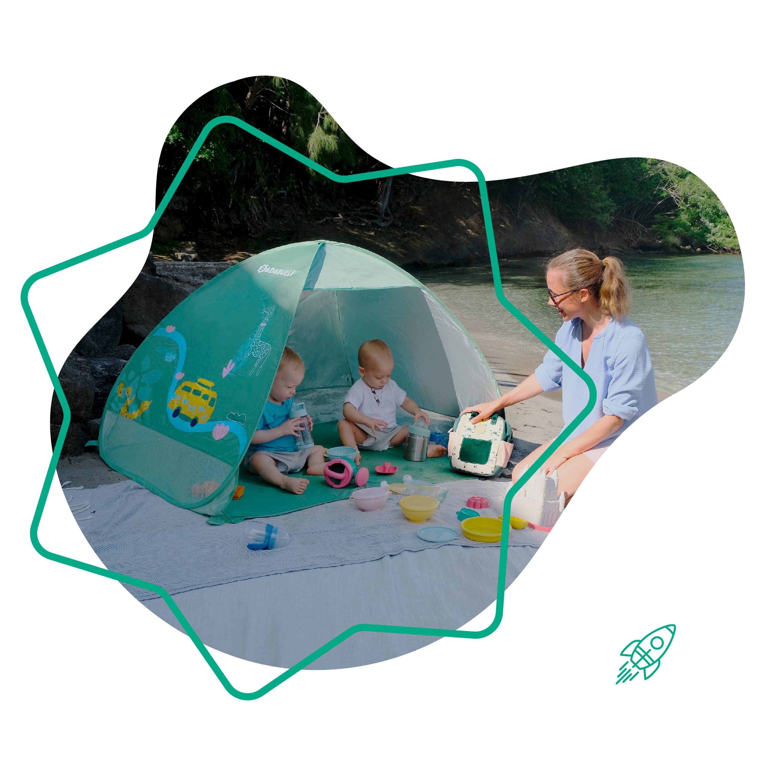 badabulle-strandmuschel-safari-125-x-100-x-85-cm-mit-uv-schutz-50-und-pop-up-sys image 2