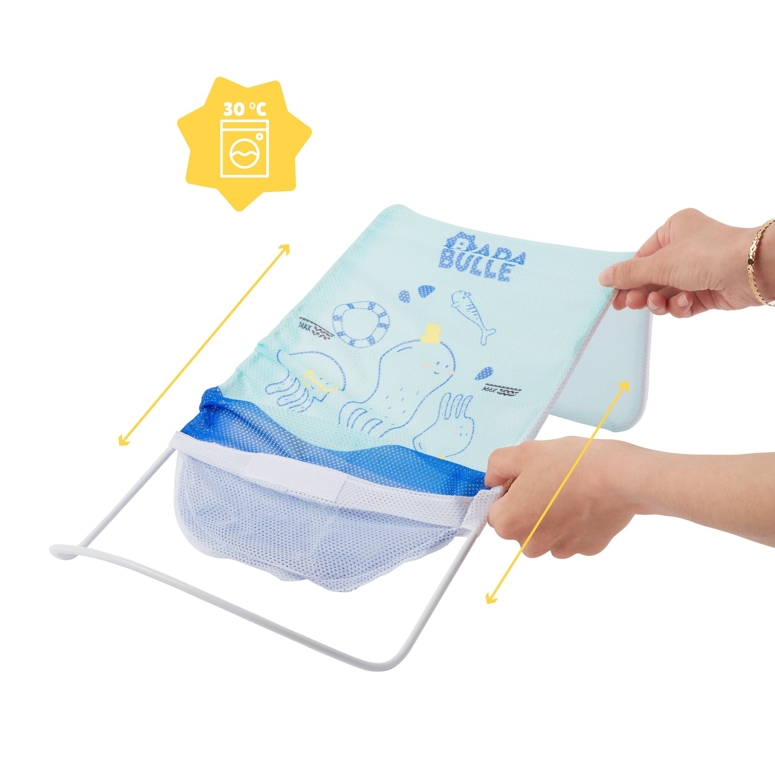 badabulle-badeliege-meerestiere-baby-badehilfe-0-6-monate-marineblau-hellblau image 3