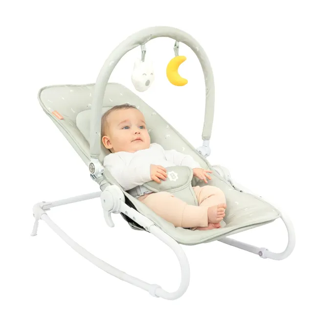 badabulle-babywippe-faltbar-lichen-5-fach-verstellbar-mit-3-punkt-gurt-spielboge image 1