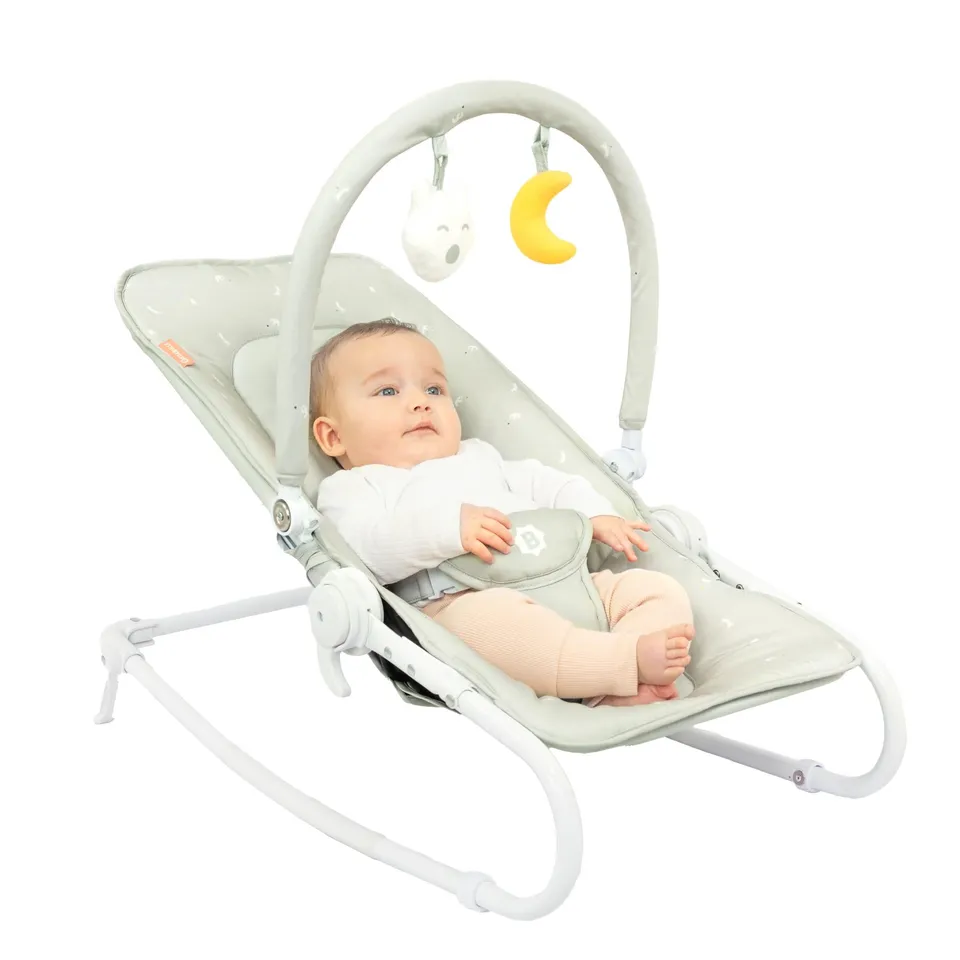 badabulle-babywippe-faltbar-lichen-5-fach-verstellbar-mit-3-punkt-gurt-spielboge image 1