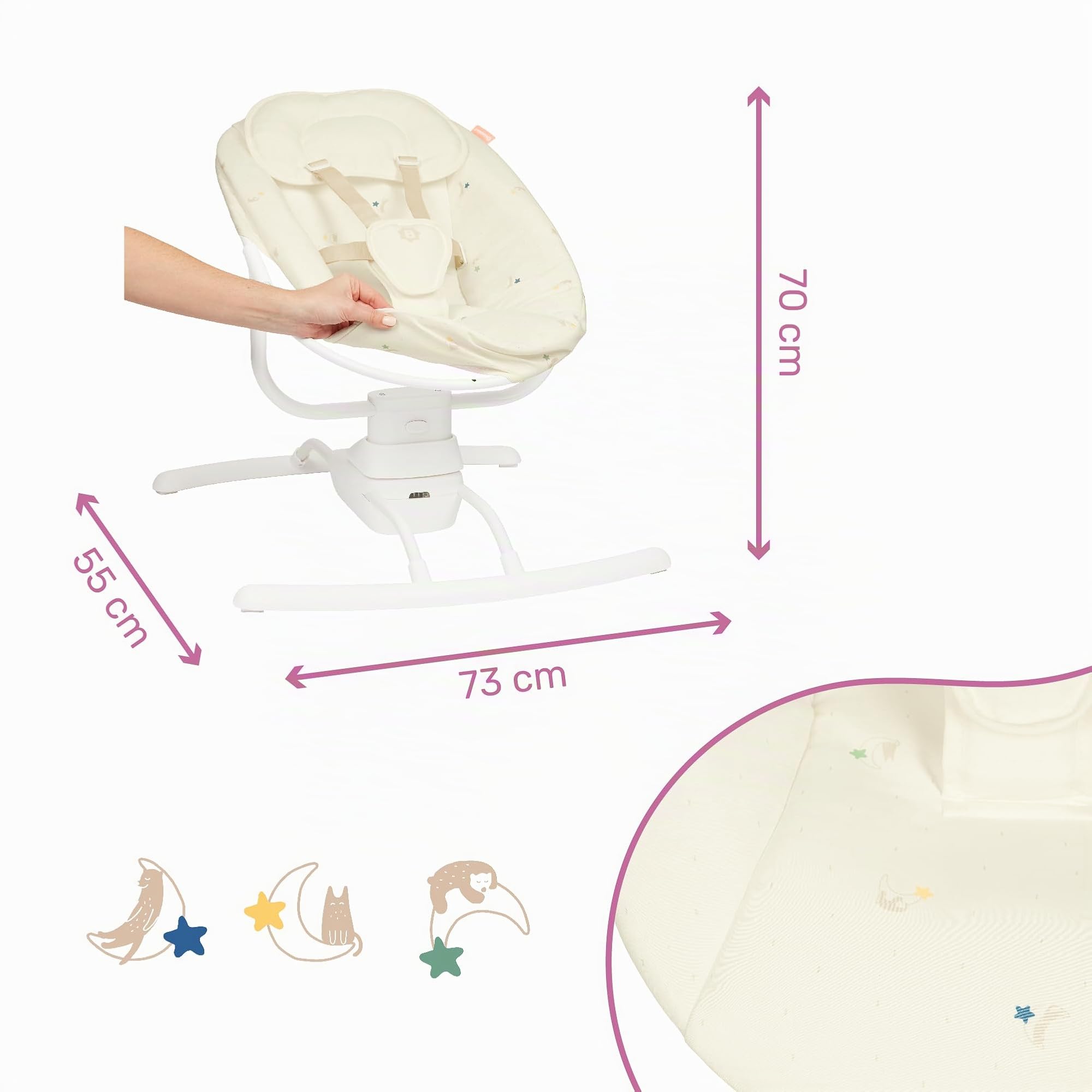 badabulle-buddy-creme-elektrische-babyschaukel-mit-fernbedienung-und-spielbogen image 6