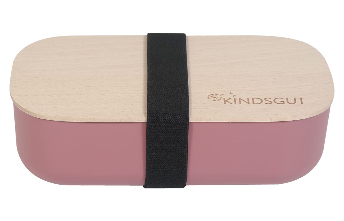 kindsgut-brotdose-biokunststoff-mit-buchenholz-deckel-800-ml-altrosa-20-x-6-x-11 image 1