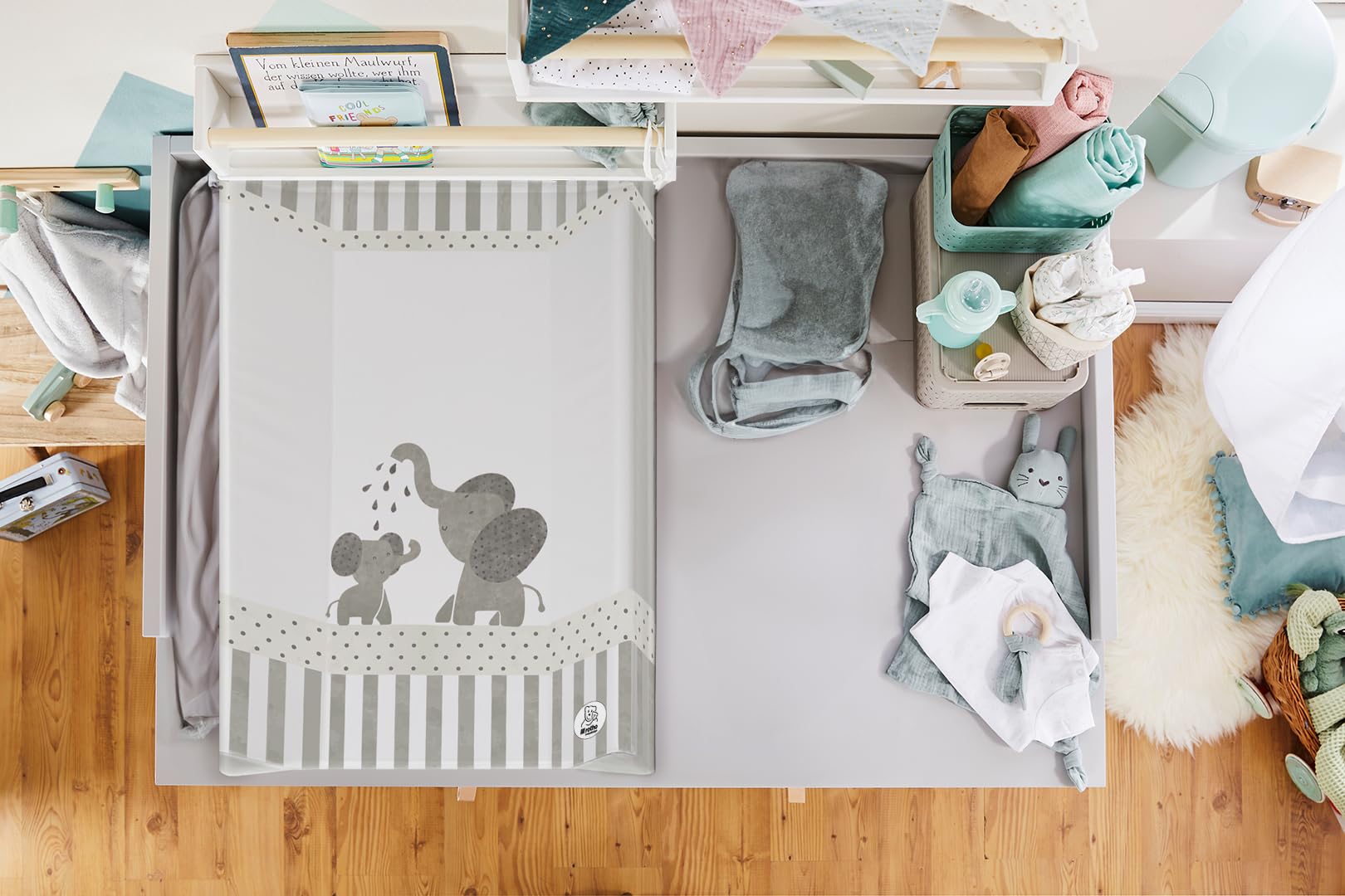 rotho-babydesign-bella-bambina-wickelauflage-keil-50x70-cm-modern-elephant image 2