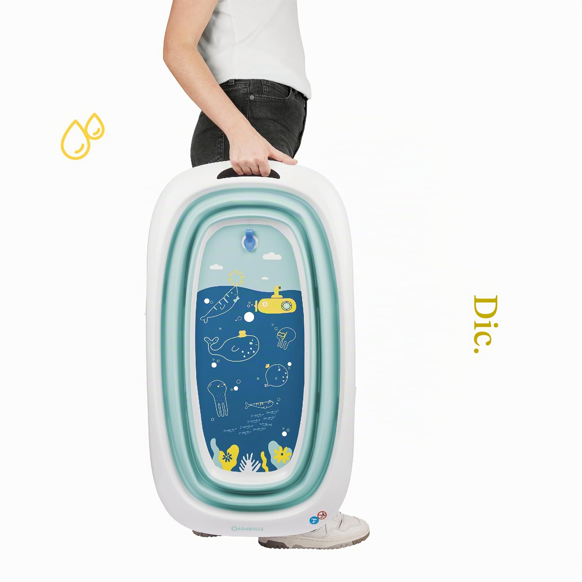 badabulle-faltbare-babybadewanne-35l-ultrakompakt-mit-temperaturanzeige-blau-wei image 4