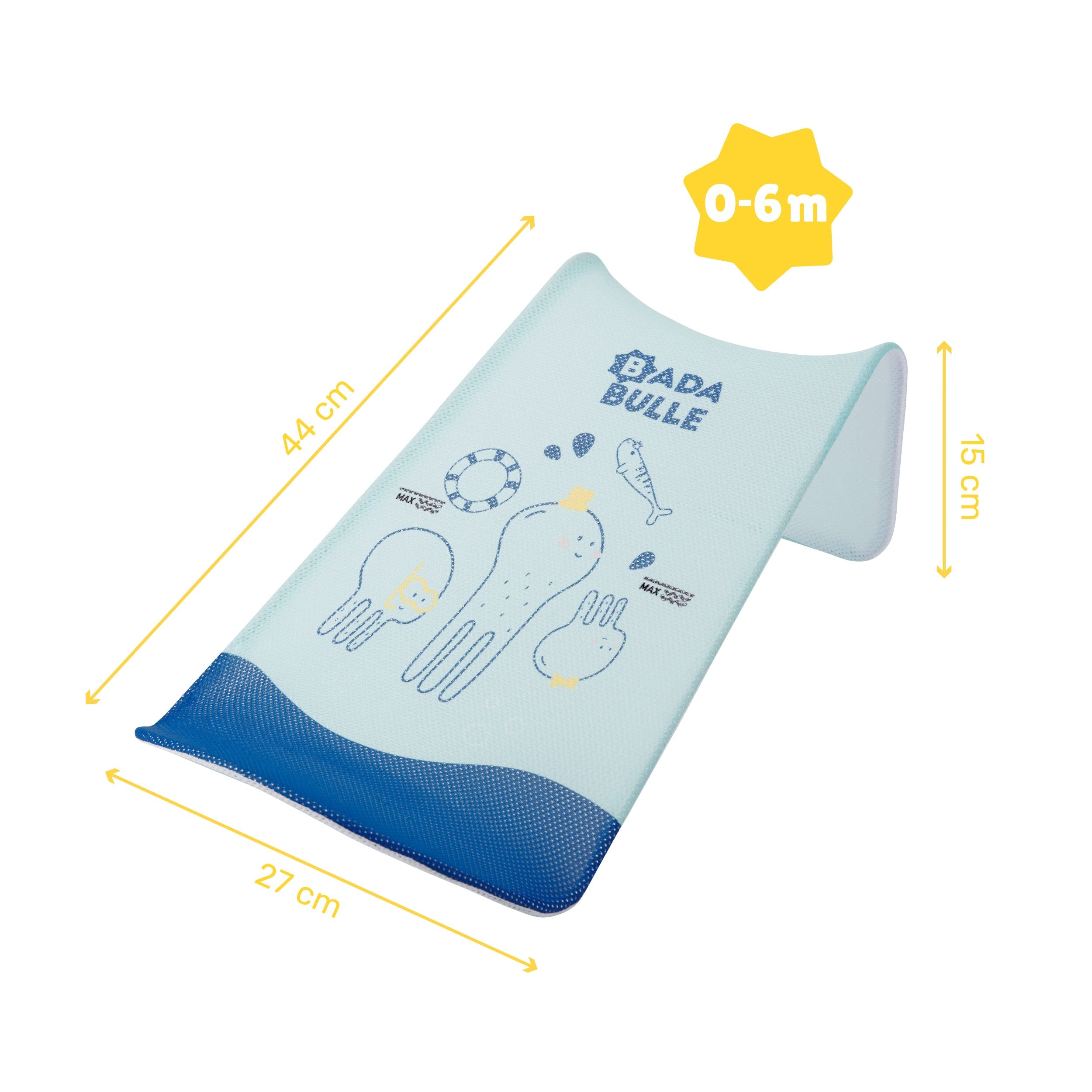 badabulle-badeliege-meerestiere-baby-badehilfe-0-6-monate-marineblau-hellblau image 4