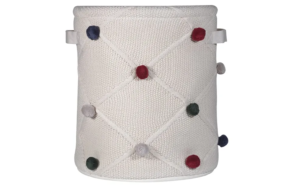 kindsgut-aufbewahrungskorb-kinder-baumwolle-mit-pompons-creme-30-x-30-x-35-cm image 1