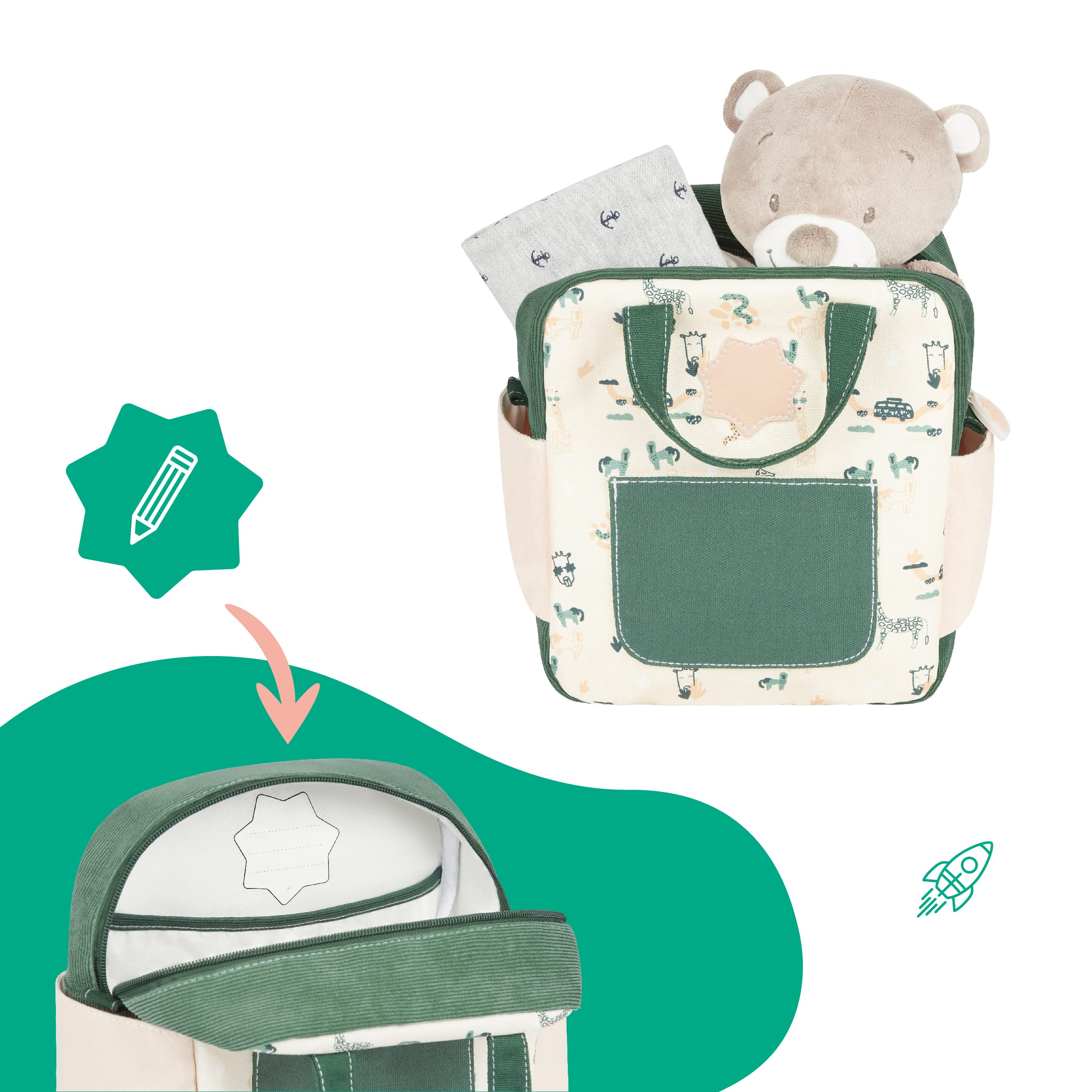 badabulle-kinderrucksack-safari-kita-rucksack-mit-namensetikett image 3