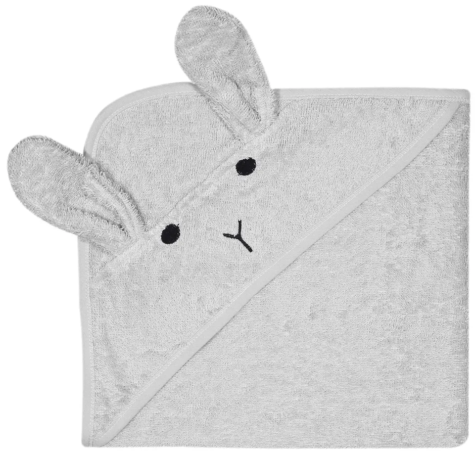 kindsgut-kapuzenhandtuch-hase-grau-baby-kapuzenhandtuch-100-baumwolle image 1