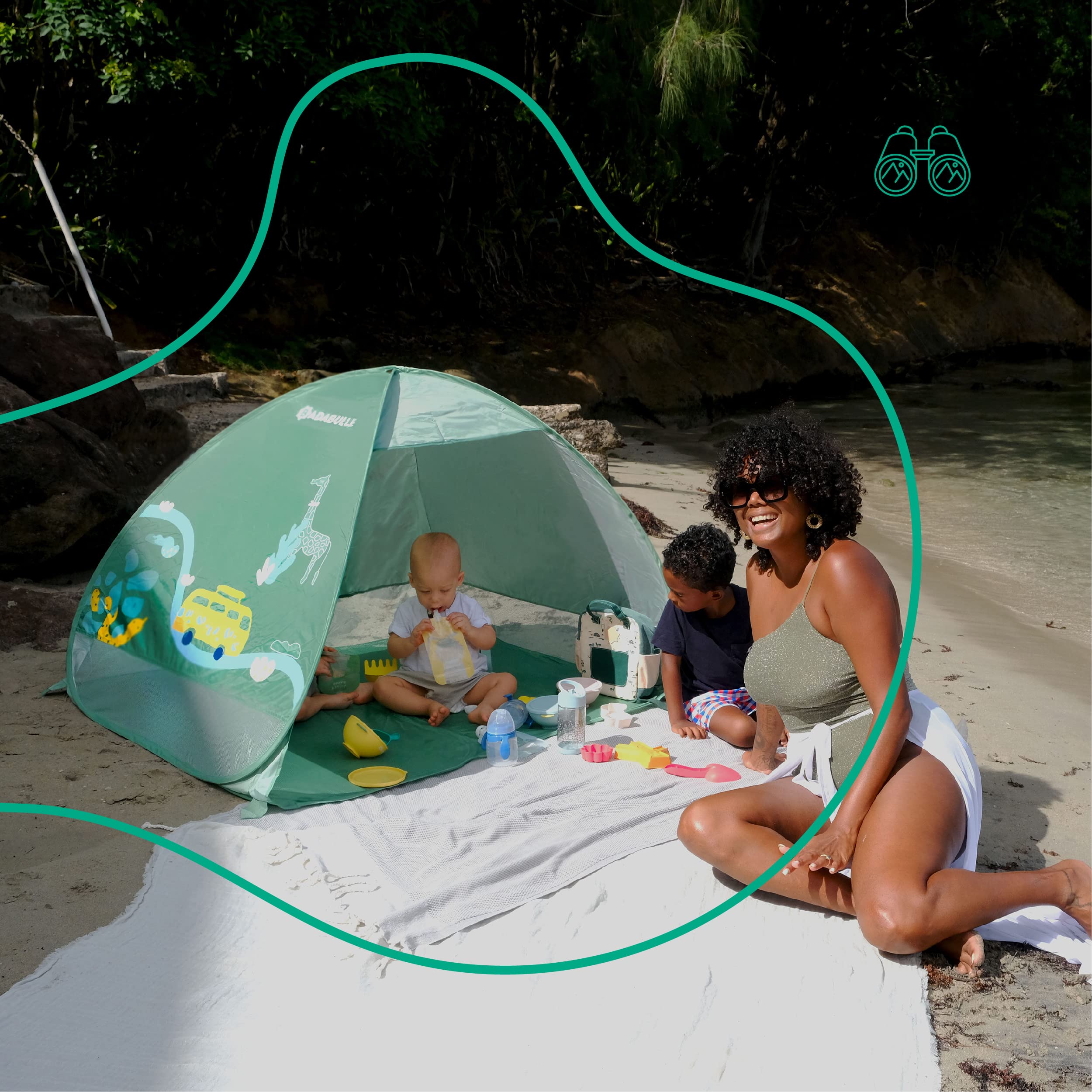 badabulle-strandmuschel-safari-125-x-100-x-85-cm-mit-uv-schutz-50-und-pop-up-sys image 7