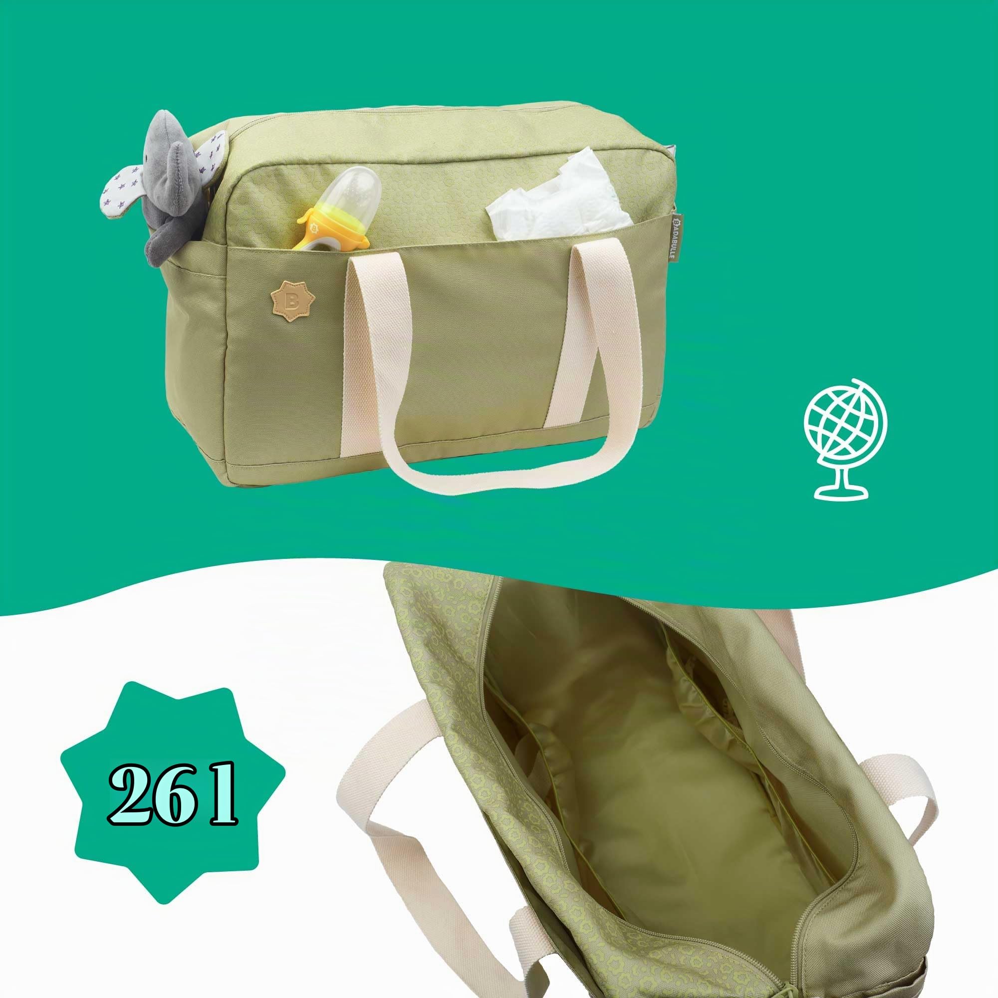 badabulle-wickeltasche-bowling-olive-kinderwagentasche-mit-wickelauflage image 4