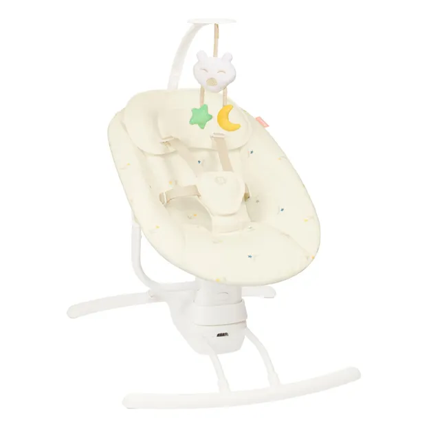 badabulle-buddy-creme-elektrische-babyschaukel-mit-fernbedienung-und-spielbogen image 1
