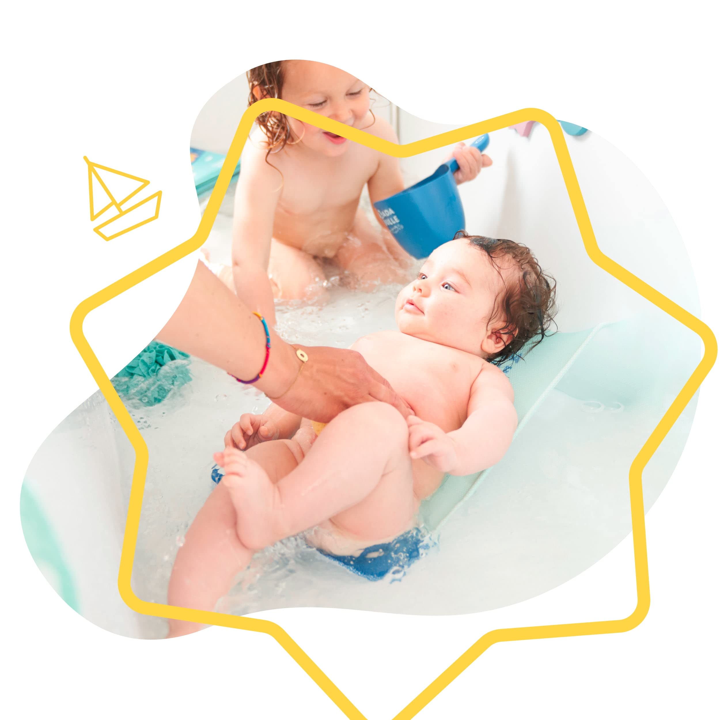 badabulle-badeliege-meerestiere-baby-badehilfe-0-6-monate-marineblau-hellblau image 2