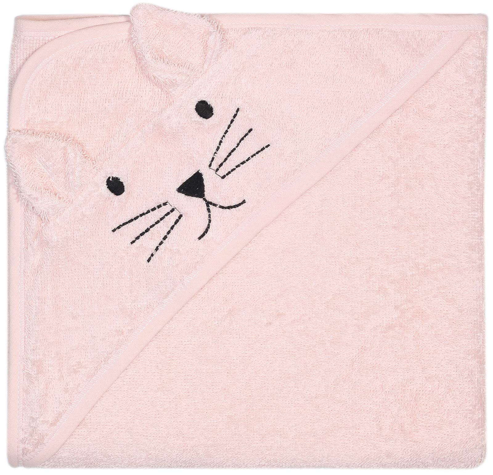 kindsgut-baby-kapuzenhandtuch-katze-rosa-75-x-75-cm-baumwolle image 1