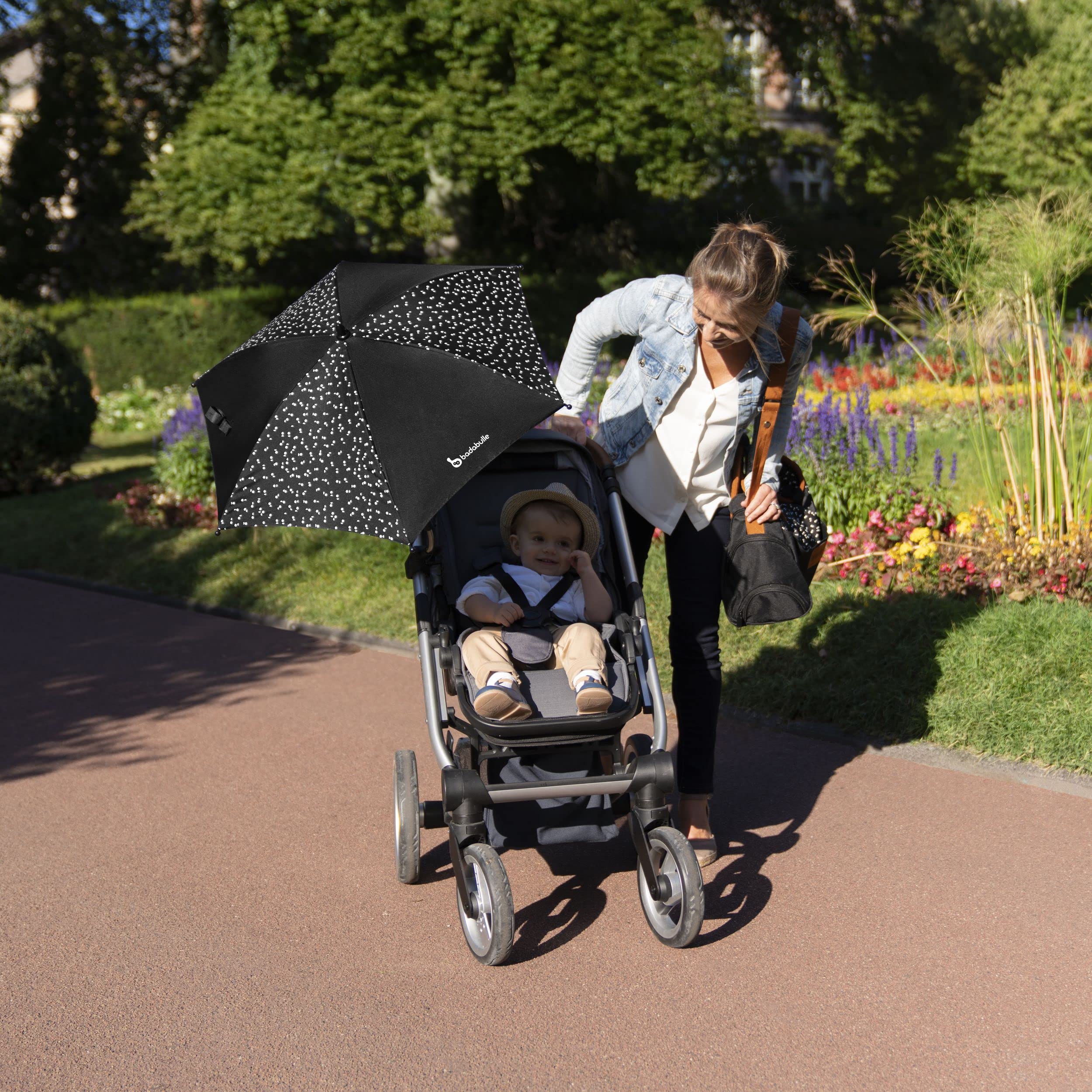 badabulle-sonnenschirm-schwarz-universal-schirm-80-cm-f-r-kinderwagen image 2