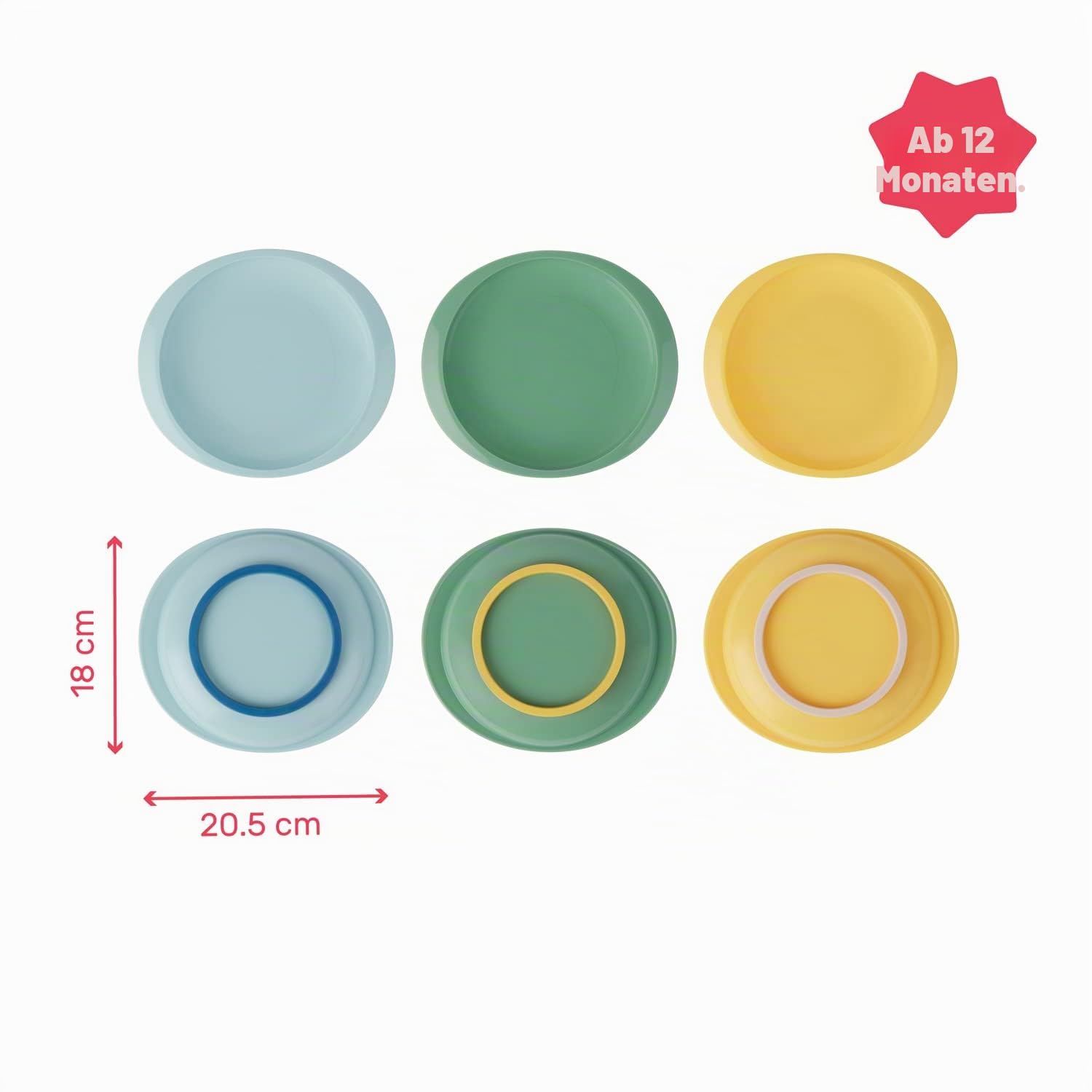 badabulle-baby-teller-mit-saugnapf-3er-set-18-cm-rutschfeste-esslernteller-multi image 6