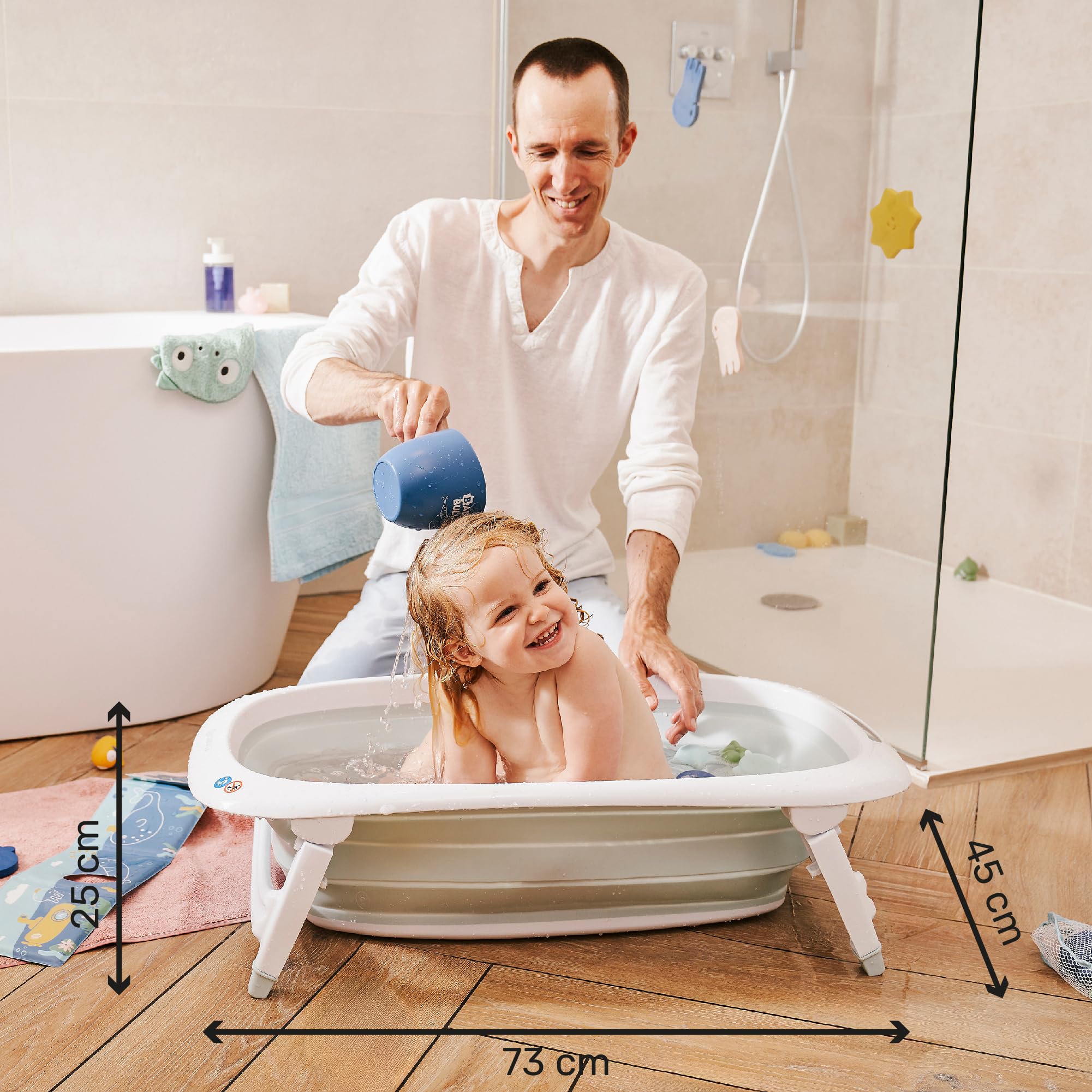 badabulle-faltbare-babybadewanne-35l-ultrakompakt-mit-temperaturanzeige-blau-wei image 8