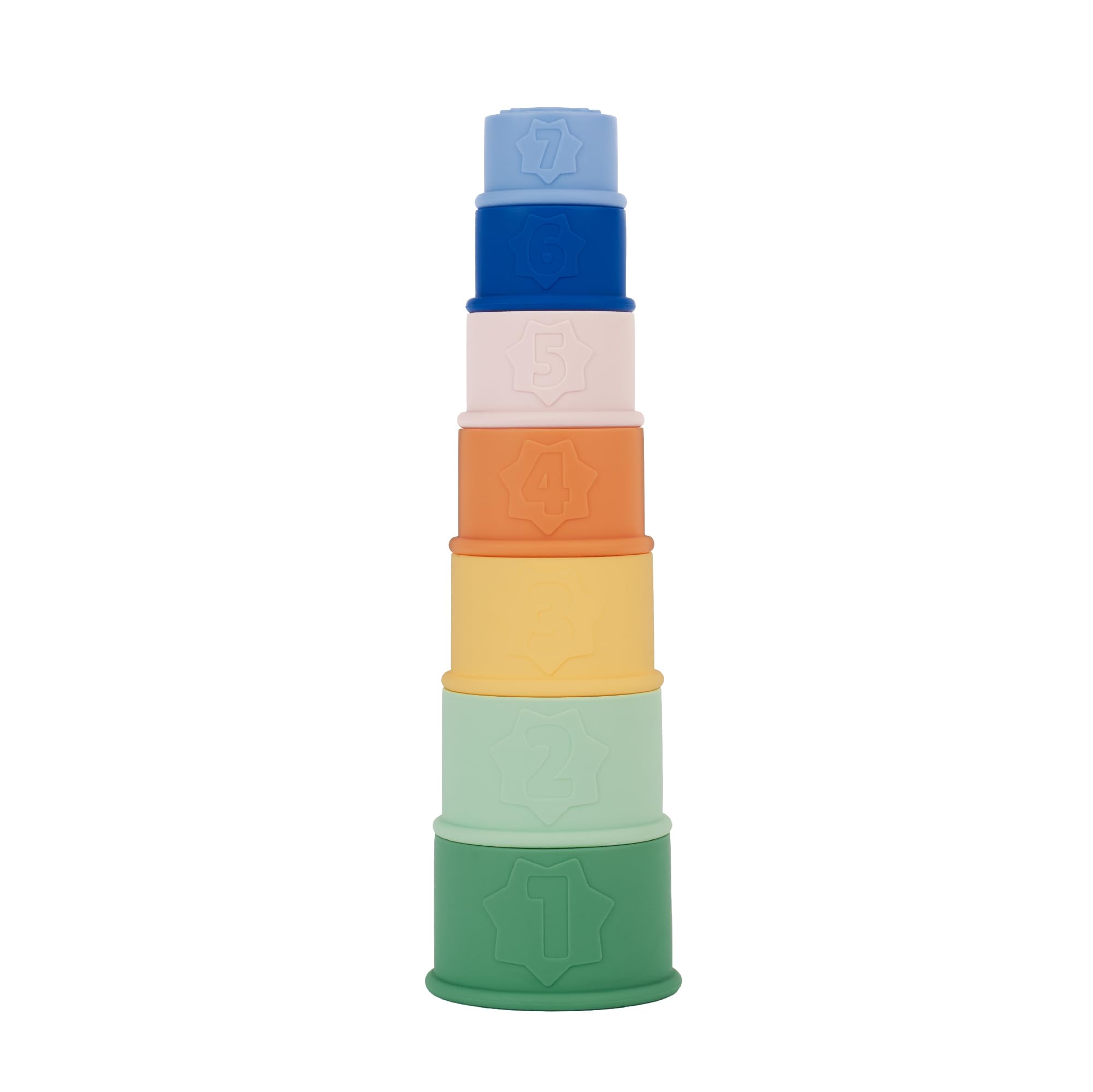 badabulle-7-stapelbecher-silikon-zahlen-1-bis-7-badespielzeug image 1